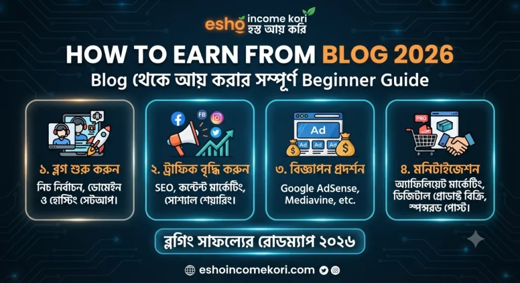How to Earn from Blog 2026: Blog থেকে আয় করার সম্পূর্ণ Beginner Guide