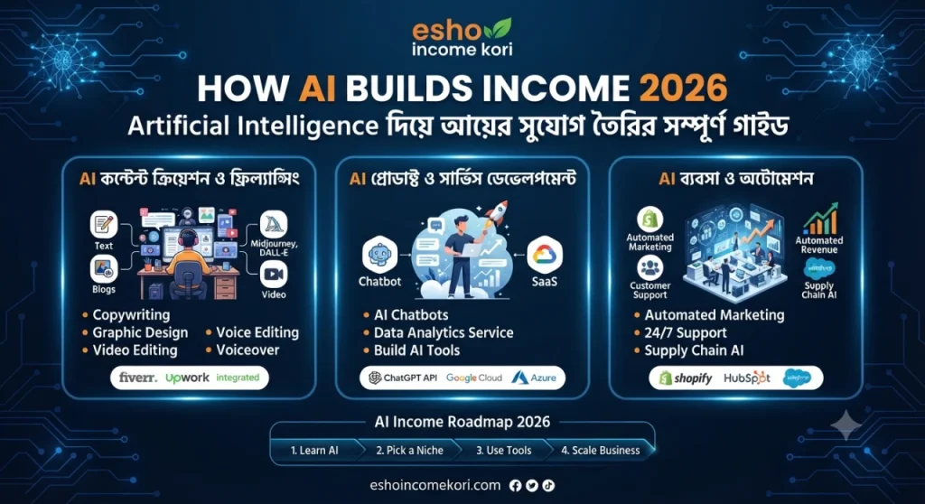 How AI Builds Income 2026: Artificial Intelligence দিয়ে আয়ের সুযোগ তৈরির সম্পূর্ণ গাইড