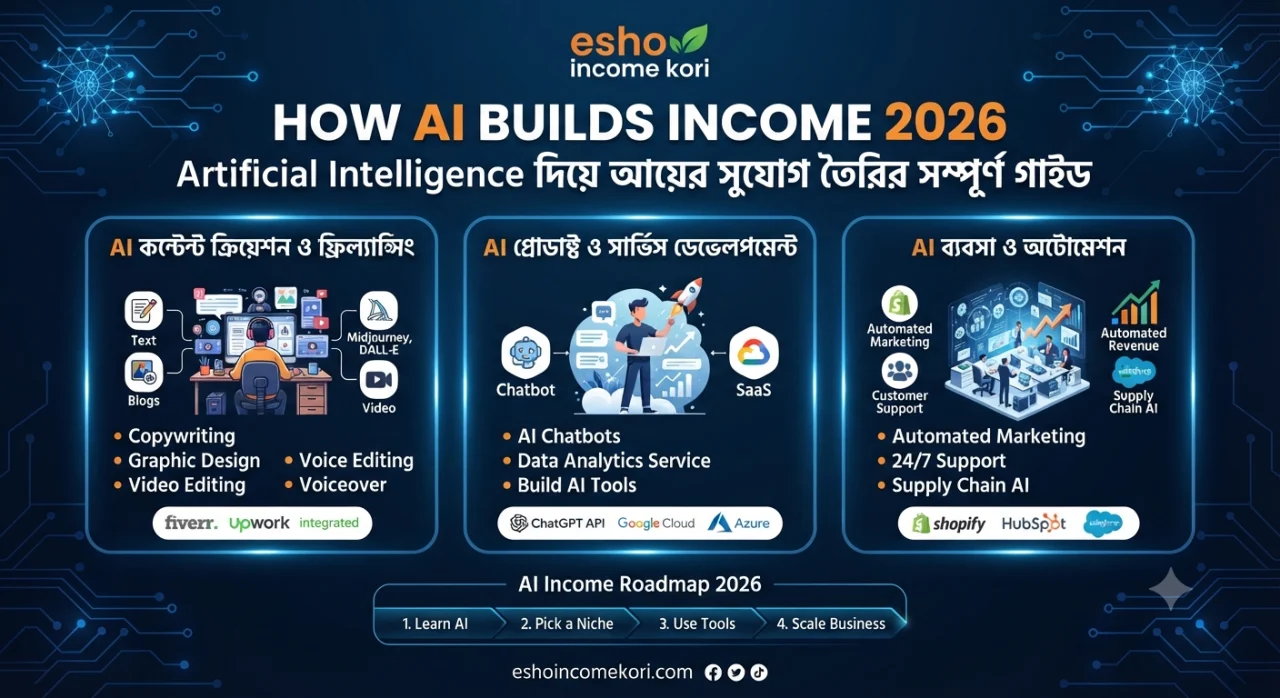 How AI Builds Income 2026: Artificial Intelligence দিয়ে আয়ের সুযোগ তৈরির সম্পূর্ণ গাইড
