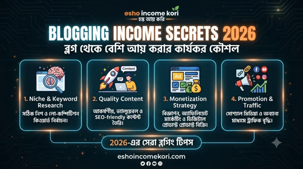 Blogging Income Secrets 2026: ব্লগ থেকে বেশি আয় করার কার্যকর কৌশল