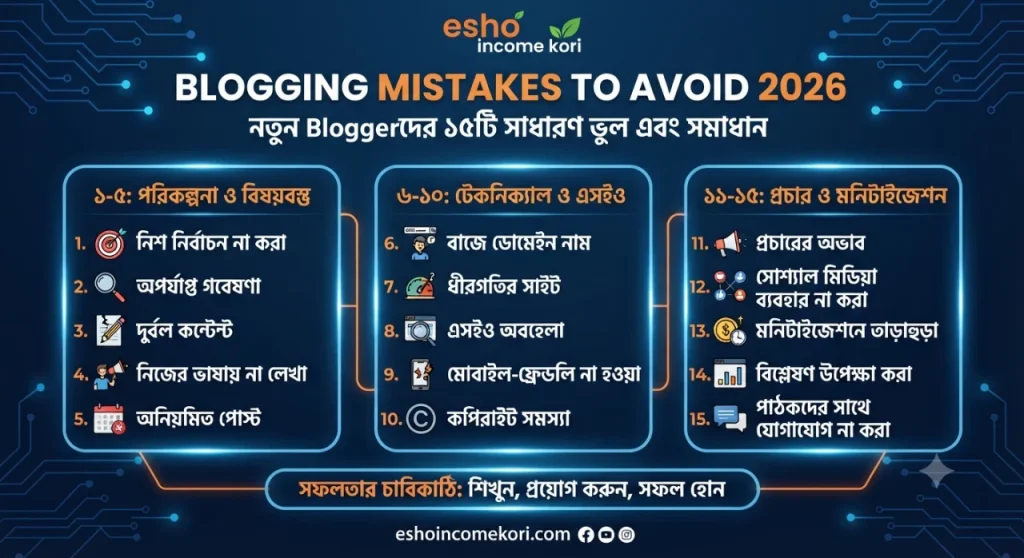 Blogging Mistakes to Avoid 2026: নতুন Bloggerদের ১৫টি সাধারণ ভুল এবং সমাধান