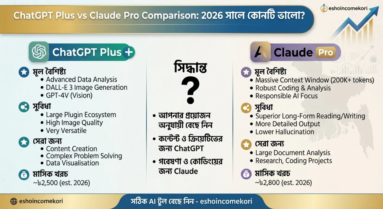 ChatGPT Plus vs Claude Pro Comparison: 2026 সালে কোনটি ভালো?