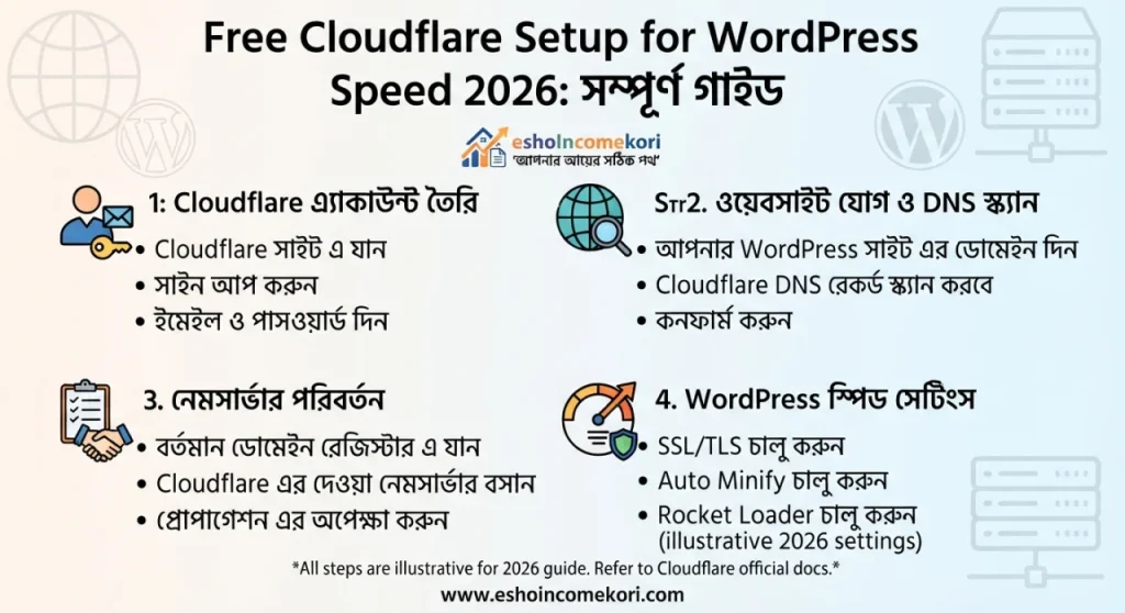 Free Cloudflare Setup for WordPress Speed 2026: সম্পূর্ণ গাইড