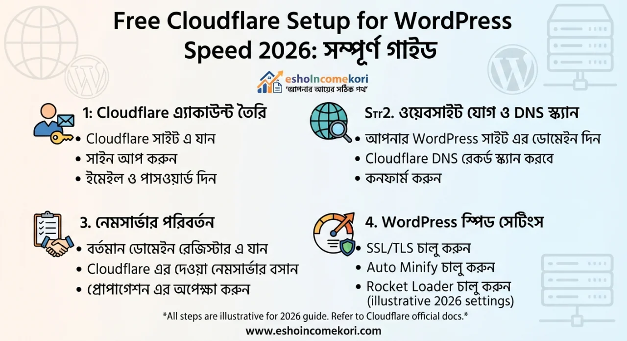 Free Cloudflare Setup for WordPress Speed 2026: সম্পূর্ণ গাইড