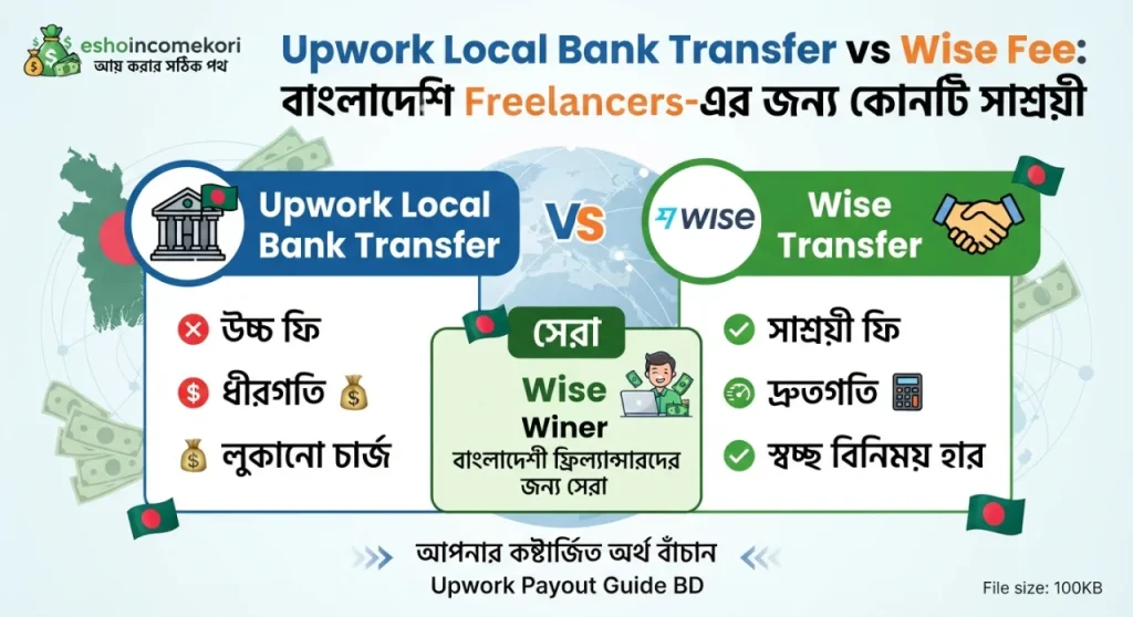 Upwork Local Bank Transfer vs Wise Fee: বাংলাদেশি Freelancers-এর জন্য কোনটি সাশ্রয়ী?