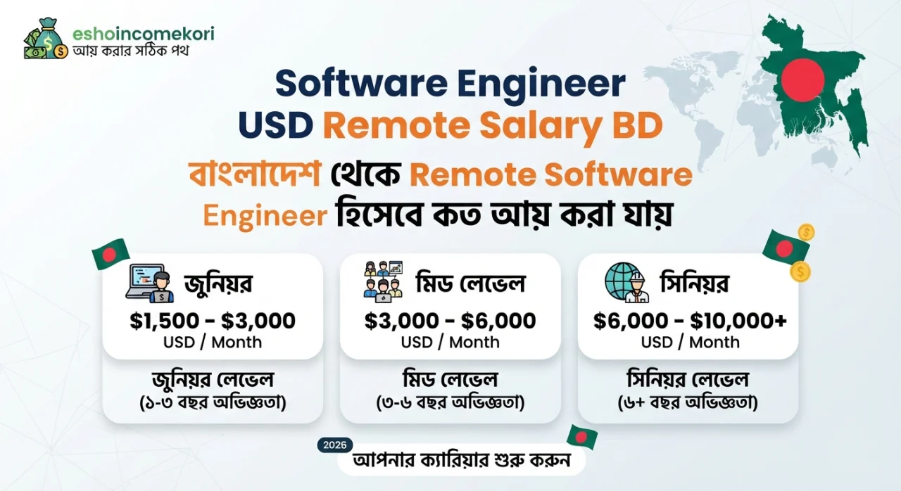  Software Engineer USD Remote Salary BD: বাংলাদেশ থেকে Remote Software Engineer হিসেবে কত আয় করা যায়?