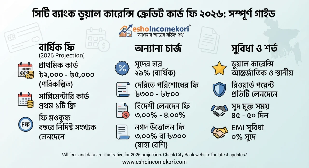 City Bank Dual Currency Credit Card Fee 2026: সম্পূর্ণ গাইড
