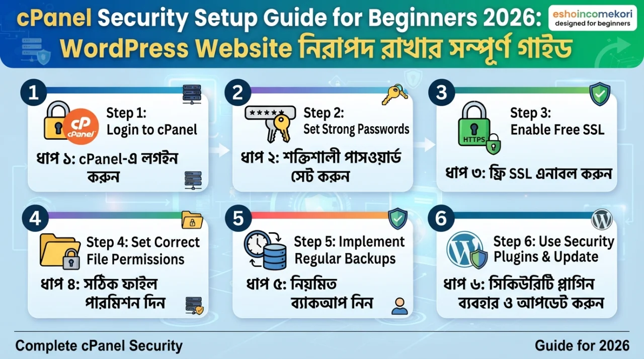 415. cPanel Security Setup Guide for Beginners 2026: WordPress Website নিরাপদ রাখার সম্পূর্ণ গাইড
