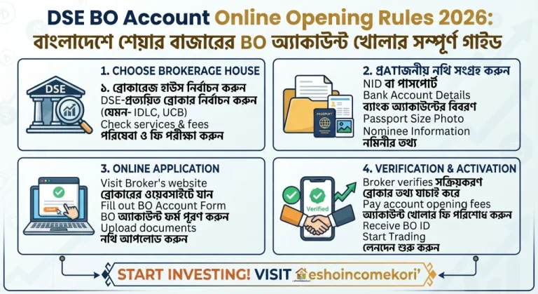 DSE BO Account Online Opening Rules 2026: বাংলাদেশে শেয়ার বাজারের BO অ্যাকাউন্ট খোলার সম্পূর্ণ গাইড