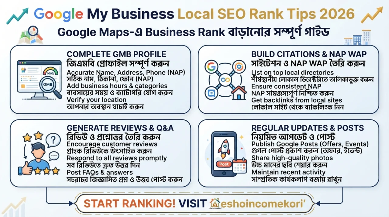 Google My Business Local SEO Rank Tips 2026: Google Maps-এ Business Rank বাড়ানোর সম্পূর্ণ গাইড