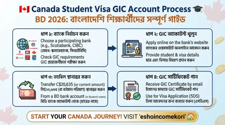 Canada Student Visa GIC Account Process BD 2026: বাংলাদেশি শিক্ষার্থীদের সম্পূর্ণ গাইড