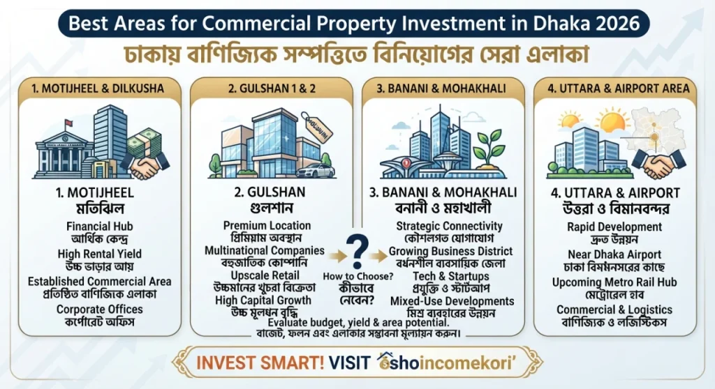 Best Areas for Commercial Property Investment in Dhaka 2026 – ঢাকায় বাণিজ্যিক সম্পত্তিতে বিনিয়োগের সেরা এলাকা
