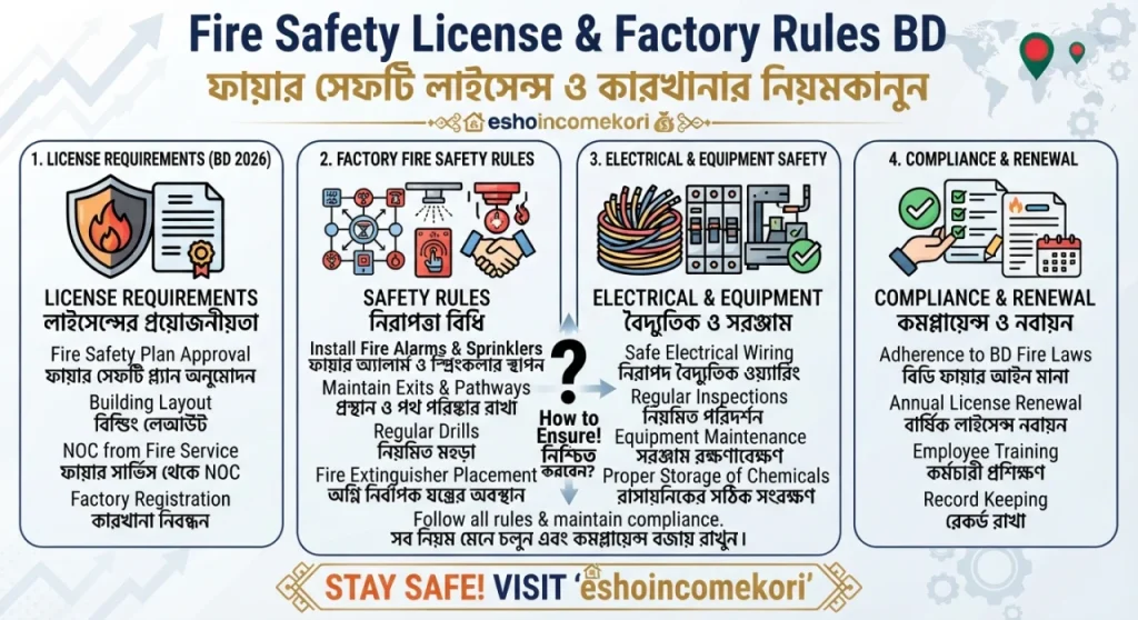 Fire Safety License & Factory Rules BD: ফায়ার সেফটি লাইসেন্স ও কারখানার নিয়মকানুন