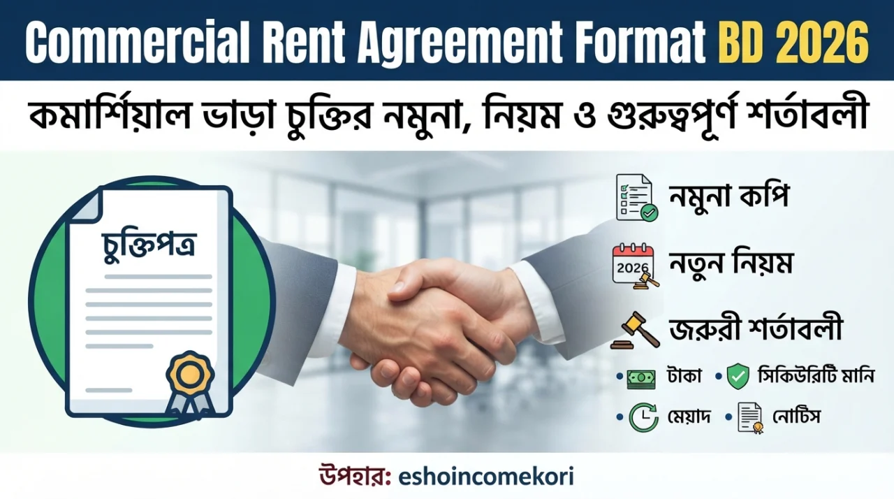 Commercial Rent Agreement Format BD 2026 – কমার্শিয়াল ভাড়া চুক্তির নমুনা, নিয়ম ও গুরুত্বপূর্ণ শর্ত