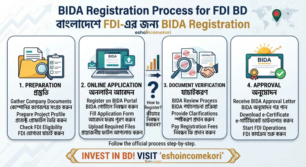 BIDA Registration Process for FDI BD – বাংলাদেশে FDI-এর জন্য BIDA Registration
