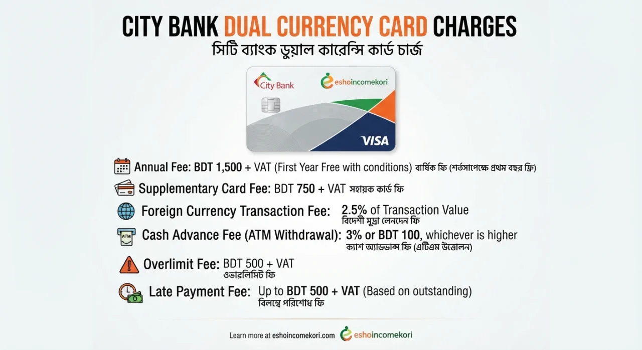 City Bank Dual Currency Card Charges
