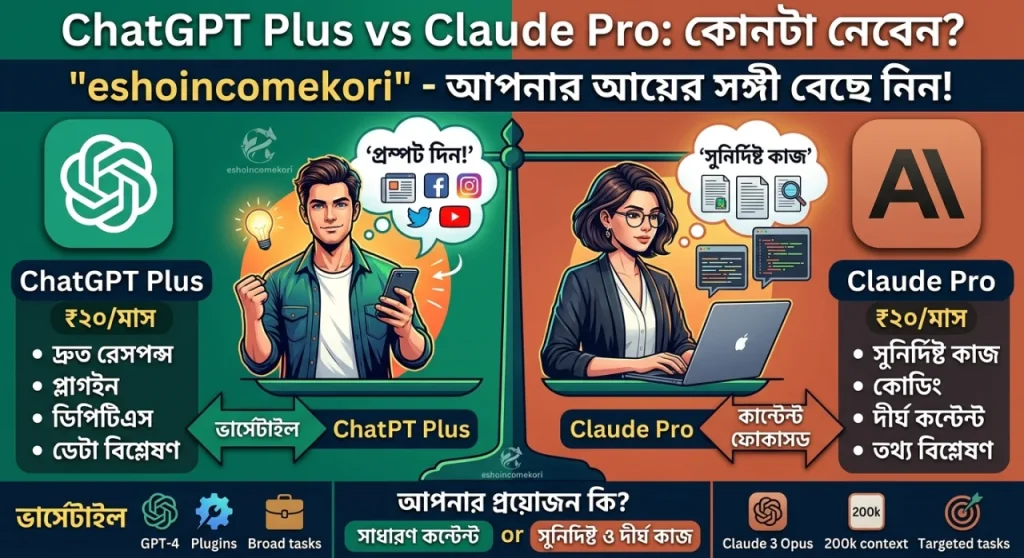 ChatGPT Plus vs Claude Pro: কোনটা নেবেন?