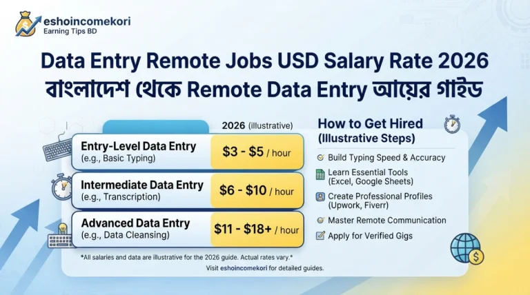 Data Entry Remote Jobs USD Salary Rate 2026 – বাংলাদেশ থেকে Remote Data Entry আয়ের গাইড