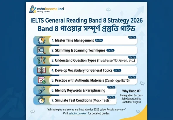 IELTS General Reading Band 8 Strategy 2026 – Band 8 পাওয়ার সম্পূর্ণ প্রস্তুতি গাইড