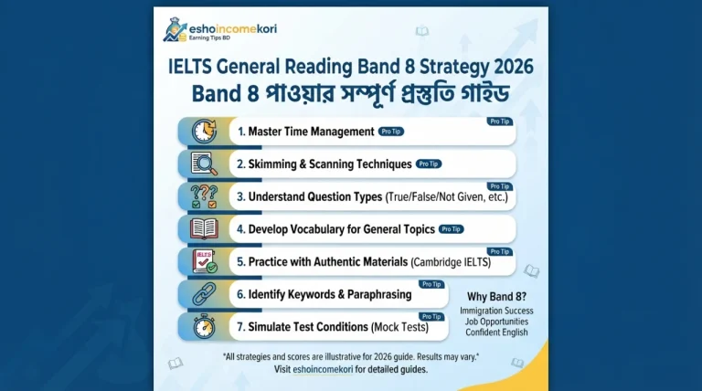 IELTS General Reading Band 8 Strategy 2026 – Band 8 পাওয়ার সম্পূর্ণ প্রস্তুতি গাইড
