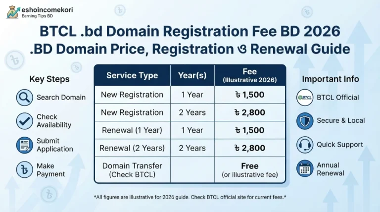 BTCL .bd Domain Registration Fee BD 2026 – .BD Domain Price, Registration ও Renewal Guide