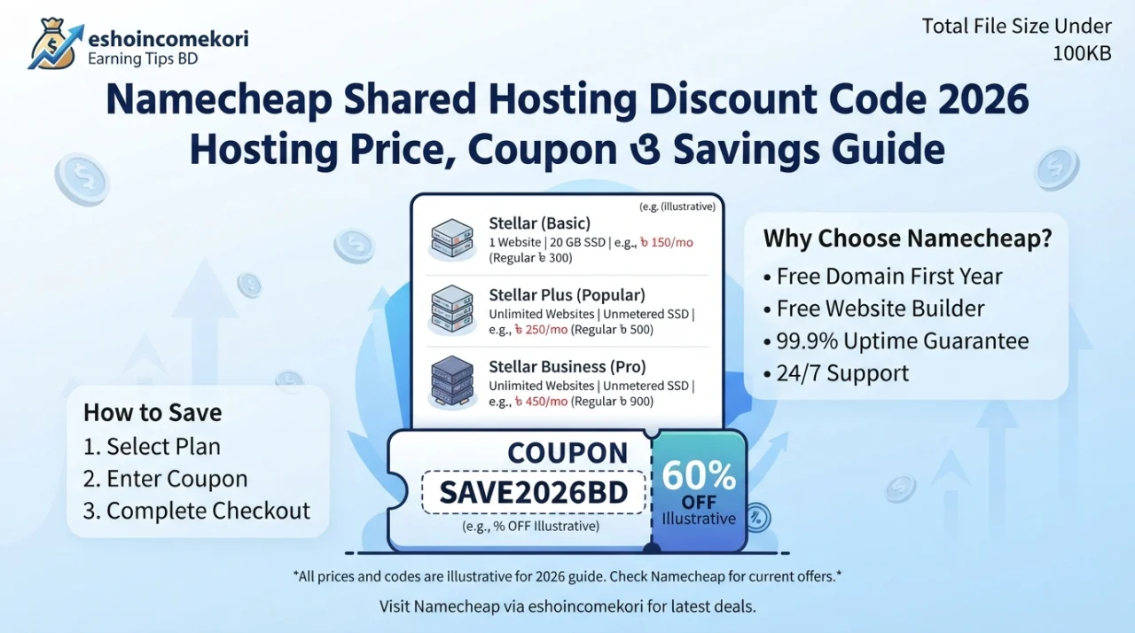 Namecheap Shared Hosting Discount Code 2026 – Hosting Price, Coupon ও Savings Guide