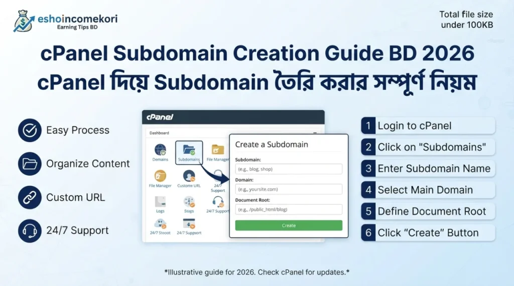 cPanel Subdomain Creation Guide BD 2026 – cPanel দিয়ে Subdomain তৈরি করার সম্পূর্ণ নিয়ম