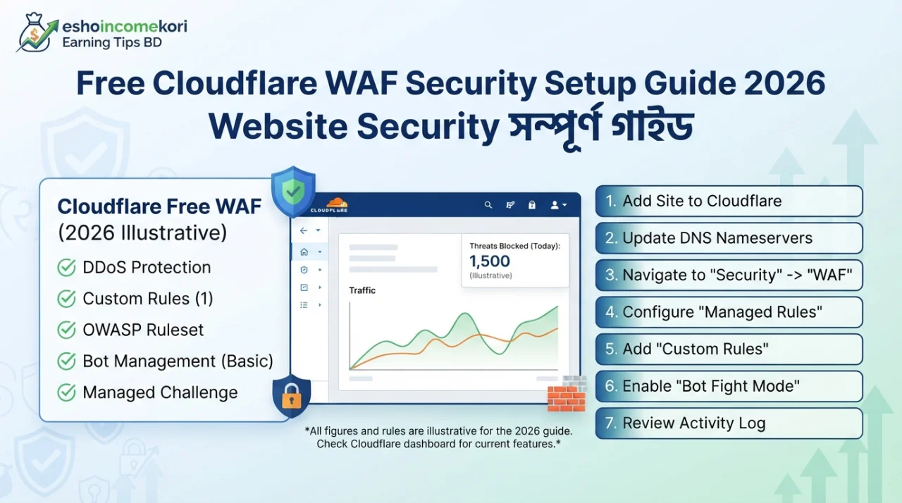 Free Cloudflare WAF Security Setup Guide 2026 – Website Security সম্পূর্ণ গাইড