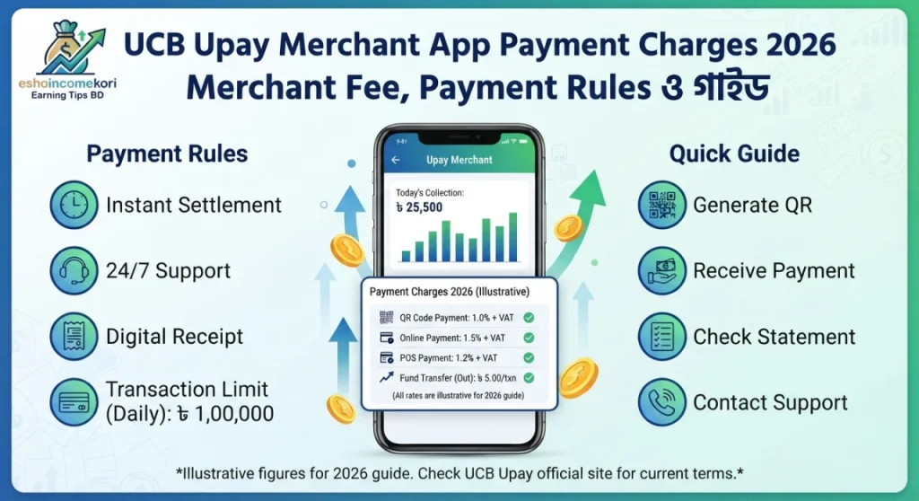 UCB Upay Merchant App Payment Charges 2026 – Merchant Fee, Payment Rules ও গাইড