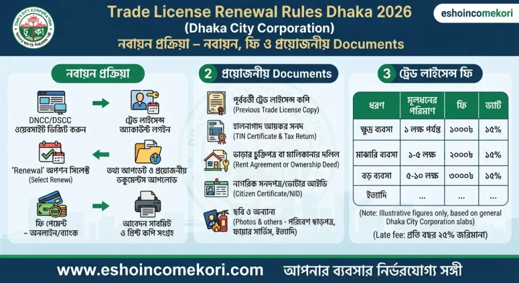 Trade License Renewal Rules Dhaka 2026 – নবায়ন প্রক্রিয়া, ফি ও প্রয়োজনীয় Documents