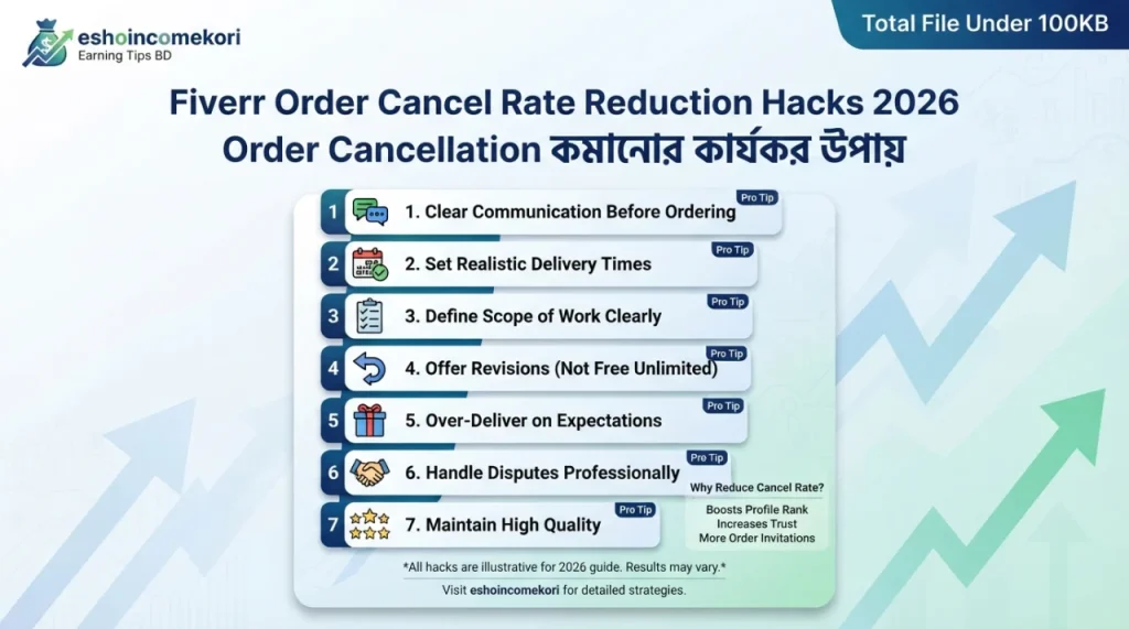 Fiverr Order Cancel Rate Reduction Hacks 2026 – Order Cancellation কমানোর কার্যকর উপায়