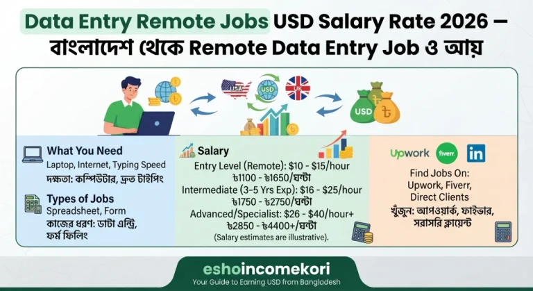 Data Entry Remote Jobs USD Salary Rate 2026 – বাংলাদেশ থেকে Remote Data Entry Job ও আয়