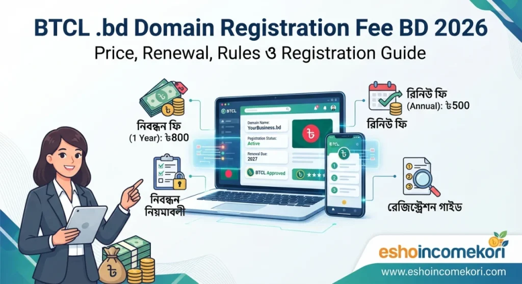 BTCL .bd Domain Registration Fee BD 2026 – Price, Renewal, Rules ও Registration Guide