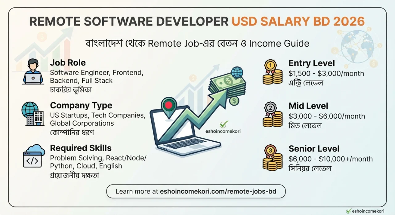 Remote Software Developer USD Salary BD 2026 – Bangladesh থেকে Remote Job-এর বেতন ও Income Guide
