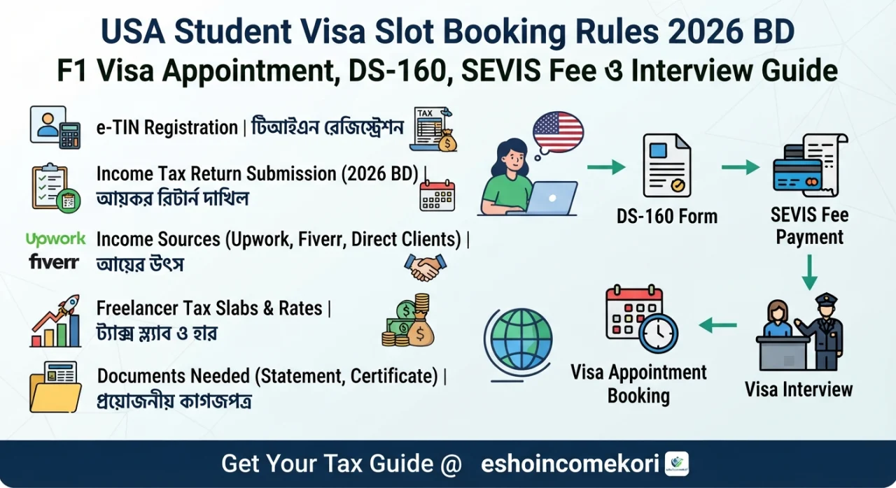USA Student Visa Slot Booking Rules 2026 BD – F1 Visa Appointment, DS-160, SEVIS Fee ও Interview Guide
