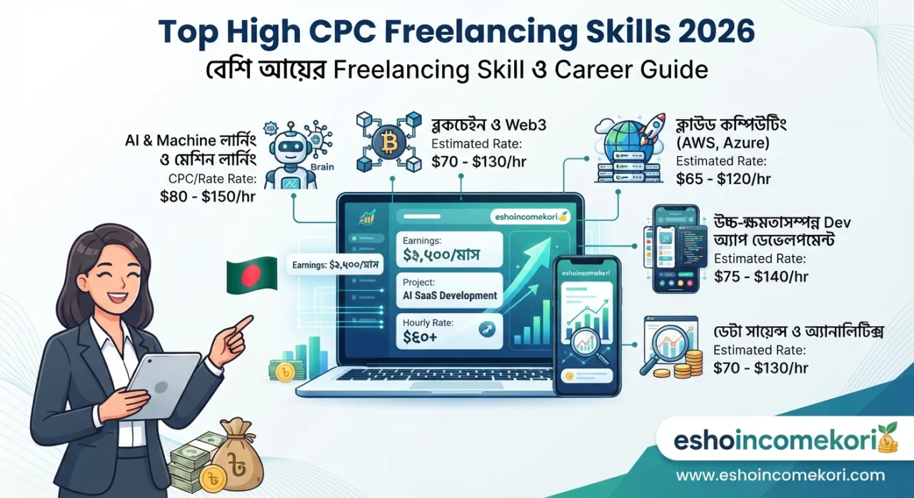 Top High CPC Freelancing Skills 2026 – বেশি আয়ের Freelancing Skill ও Career Guide