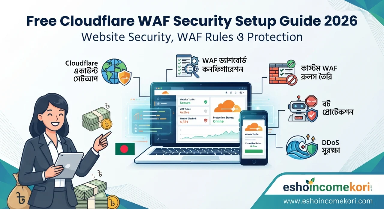 Free Cloudflare WAF Security Setup Guide 2026 – Website Security, WAF Rules ও Protection