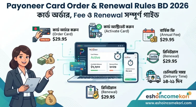 Payoneer Card Order & Renewal Rules BD 2026 – কার্ড অর্ডার, Fee ও Renewal সম্পূর্ণ গাইড