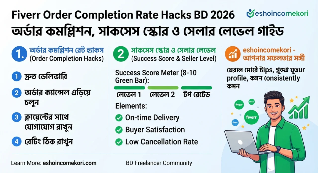 Fiverr Order Completion Rate Hacks BD 2026 – Order Completion, Success Score ও Seller Level Guide
