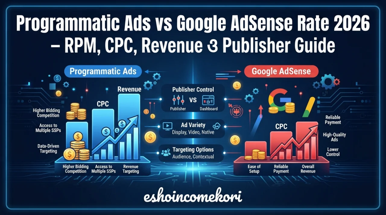 Programmatic Ads vs Google AdSense Rate 2026 – RPM, CPC, Revenue ও Publisher Guide