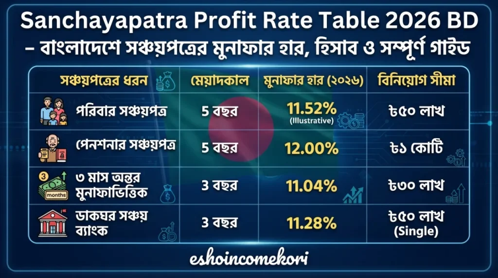 Sanchayapatra Profit Rate Table 2026 BD – বাংলাদেশে সঞ্চয়পত্রের মুনাফার হার, হিসাব ও সম্পূর্ণ গাইড