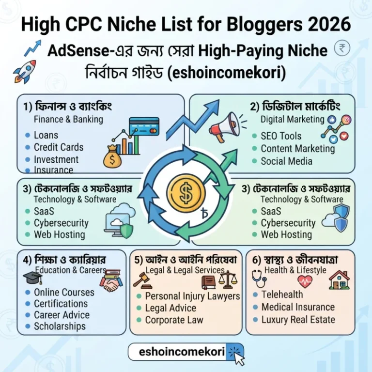 High CPC Niche List for Bloggers 2026 – AdSense-এর জন্য সেরা High-Paying Niche নির্বাচন গাইড