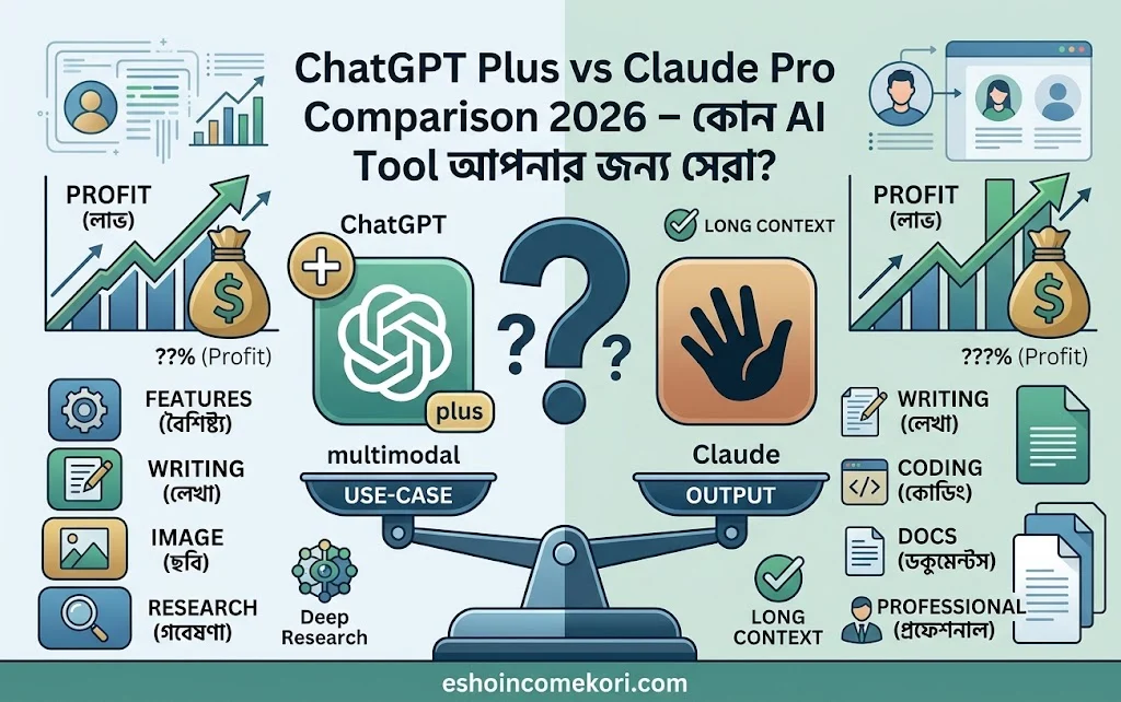 ChatGPT Plus vs Claude Pro Comparison 2026 – কোন AI Tool আপনার জন্য সেরা?