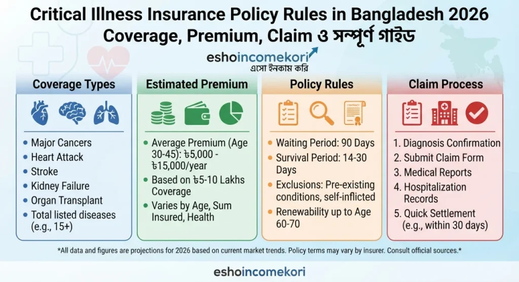 Critical Illness Insurance Policy Rules in Bangladesh 2026 – Coverage, Premium, Claim ও সম্পূর্ণ গাইড