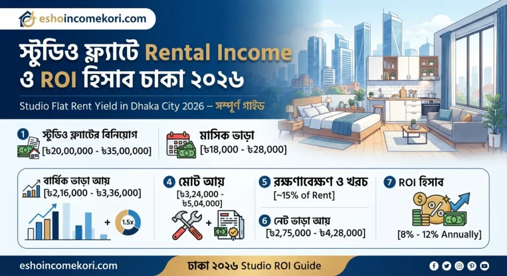Studio Flat Rent Yield in Dhaka City 2026 – স্টুডিও ফ্ল্যাটে Rental Income ও ROI হিসাব