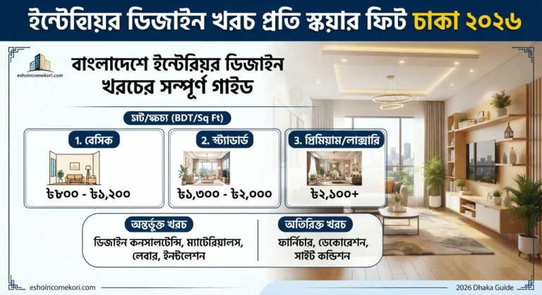 Interior Design Cost per Sq Ft in Dhaka 2026 – বাংলাদেশে ইন্টেরিয়র ডিজাইন খরচের সম্পূর্ণ গাইড