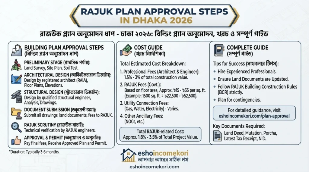 RAJUK Plan Approval Steps in Dhaka 2026 – Building Plan Approval, খরচ ও সম্পূর্ণ গাইড
