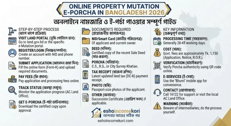 Online Property Mutation e-Porcha in Bangladesh 2026 – অনলাইনে নামজারি ও ই-পর্চা পাওয়ার সম্পূর্ণ গাইড