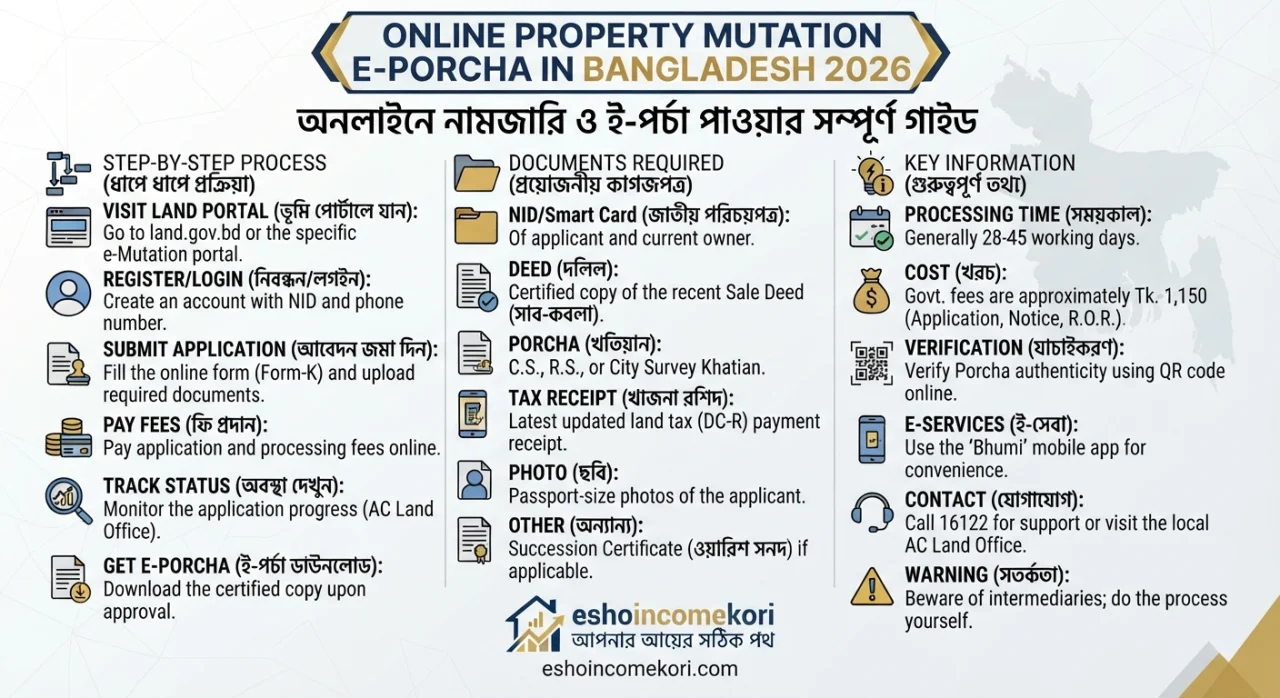 Online Property Mutation e-Porcha in Bangladesh 2026 – অনলাইনে নামজারি ও ই-পর্চা পাওয়ার সম্পূর্ণ গাইড