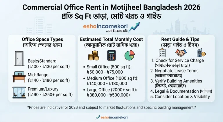 Commercial Office Rent in Motijheel Bangladesh 2026 – প্রতি Sq Ft ভাড়া, মোট খরচ ও গাইড